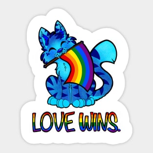 Love Wins Cat (Rainbow Flag) Sticker